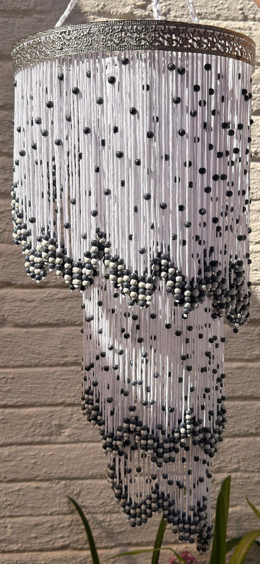 Spiral beaded chandelier